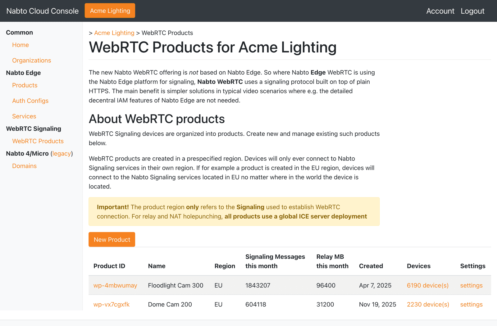 WebRTC product list