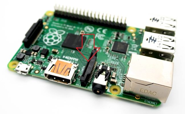 Raspberry Pi security camera ribbon slot